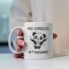 Uroczy kubek z uskrzydloną pandą i kawą z napisem "Moc espresso aktywowana!"